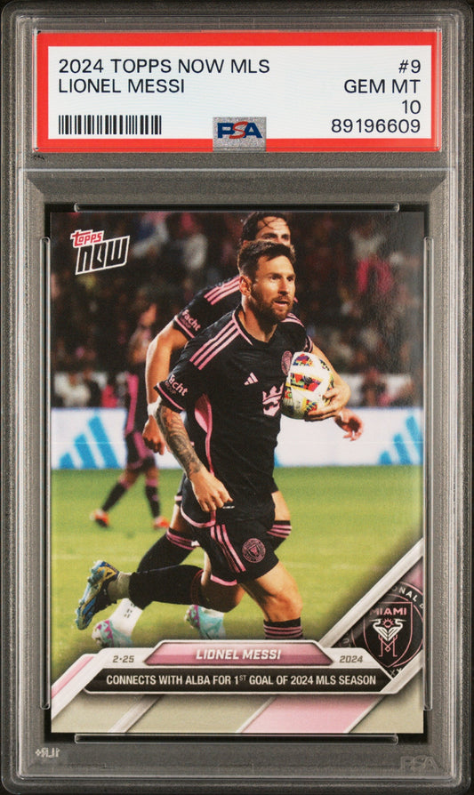 Graded 2024 Topps Now MLS Lionel Messi #9 Soccer Card PSA 10 Gem Mint