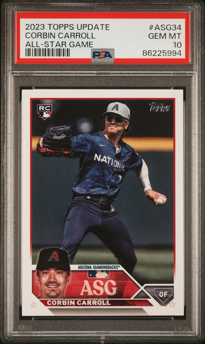 Graded 2023 Topps Update Corbin Carroll #ASG34 All Star Game Rookie RC Baseball Card PSA 10 Gem Mint