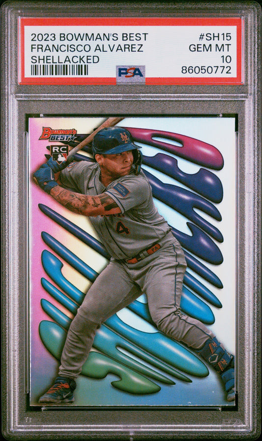 Graded 2023 Topps Bowmans Best Francisco Alvarez #SH15 Shellacked Rookie RC Baseball Card PSA 10 Gem Mint