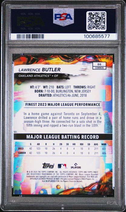 Graded 2024 Topps Finest Lawrence Butler #86 Purple Refractor #/250 Rookie RC Baseball Card PSA 10 Gem Mint