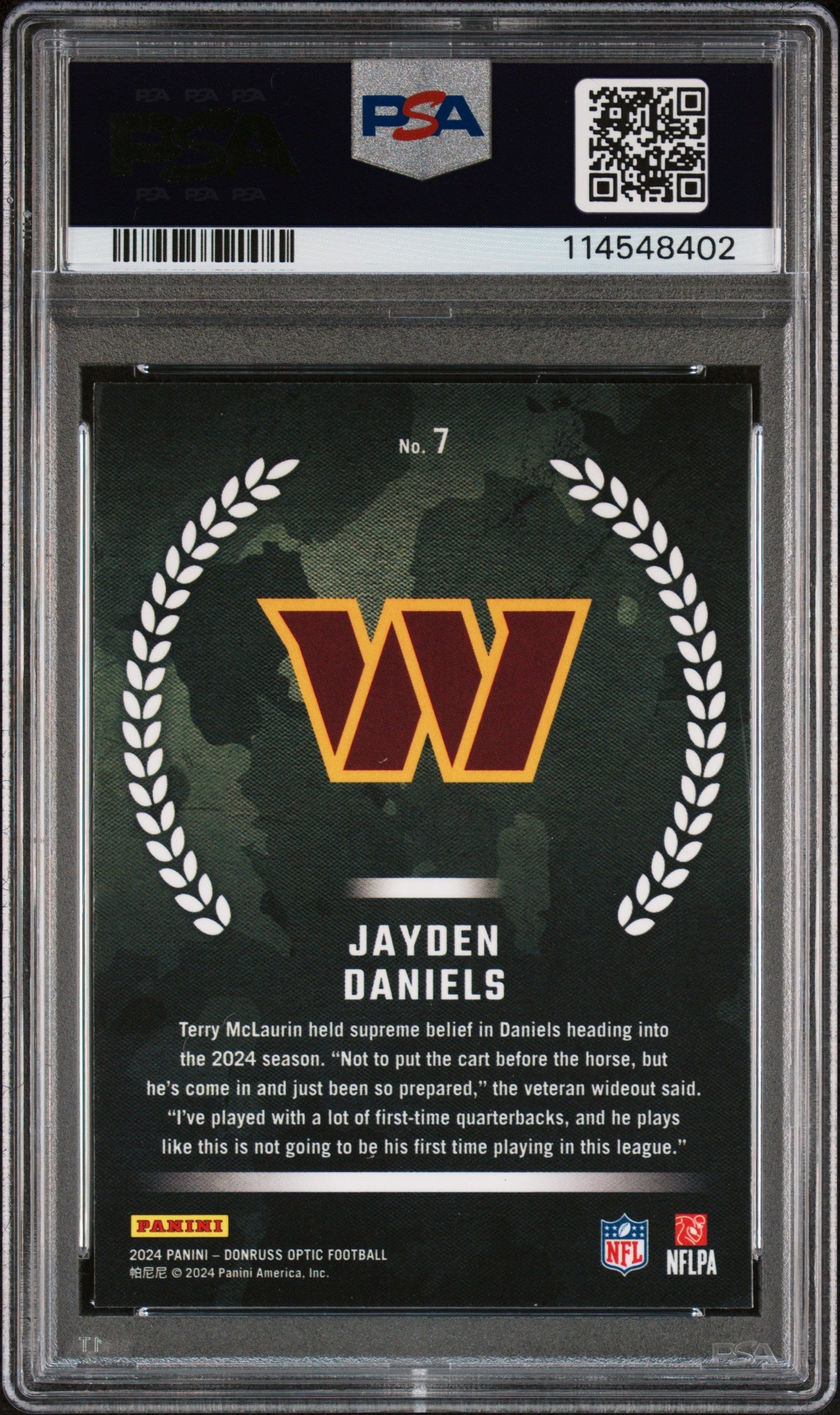 Graded 2024 Panini Donruss Optic Jayden Daniels #7 Rookie Recruits Rookie RC Football Card PSA 10 Gem Mint