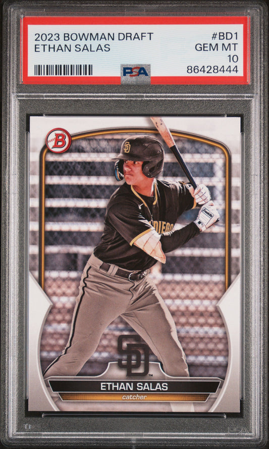 Graded 2023 Topps Bowman Draft Ethan Salas #BD1 Rookie RC Baseball Card PSA 10 Gem Mint