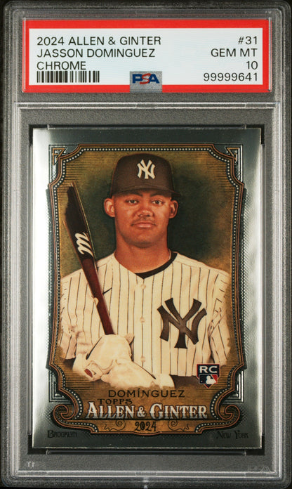 Graded 2024 Topps Allen & Ginter Jasson Dominguez #31 Chrome Rookie RC Baseball Card PSA 10 Gem Mint