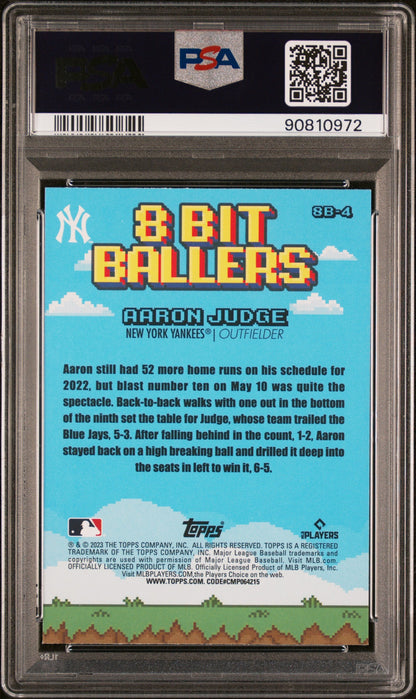 Graded 2023 Topps Big League Aaron Judge #8B4 8-Bit Ballers Baseball Card PSA 10 Gem Mint