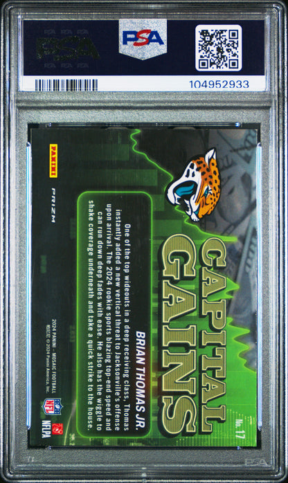 Graded 2024 Panini Mosaic Brian Thomas Jr #17 Capital Gains Rookie RC Football Card PSA 10 Gem Mint