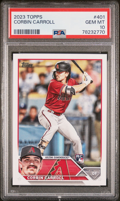 Graded 2023 Topps Corbin Carroll #401 Rookie RC Baseball Card PSA 10 Gem Mint
