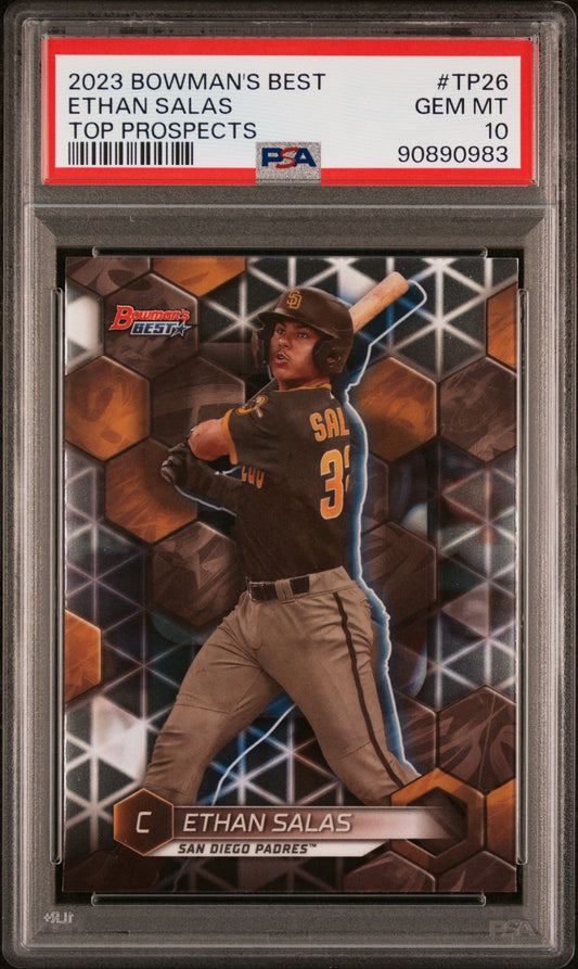 Graded 2023 Topps Bowmans Best Ethan Salas #TP26 Top Prospects Rookie RC Baseball Card PSA 10 Gem Mint