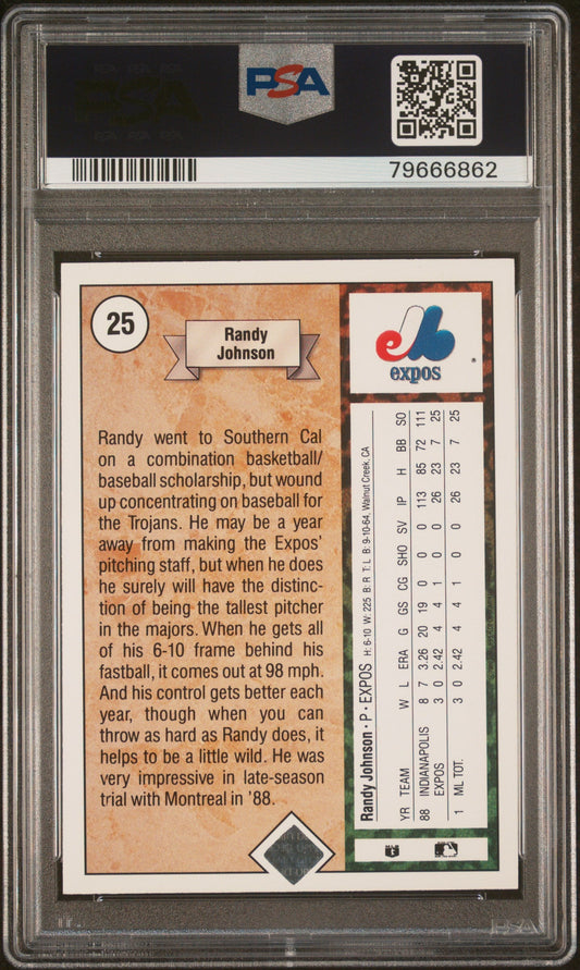 Graded 1989 Upper Deck UD Randy Johnson #25 Rookie RC Baseball Card PSA 10 Auto Grade Gem Mint