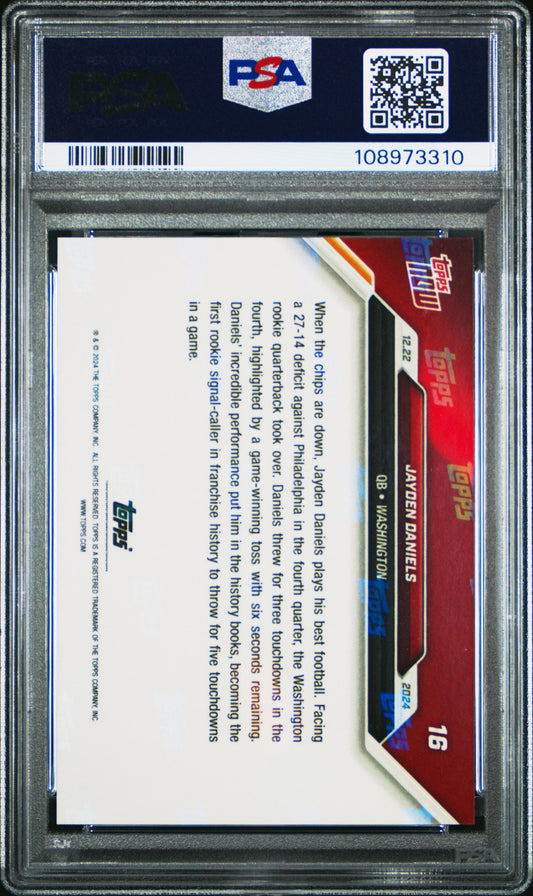 Graded 2024 Topps Now Jayden Daniels #16 Rookie RC Football Card PSA 10 Gem Mint