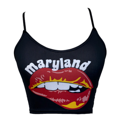 Maryland Terps Lips Black Spaghetti Tank