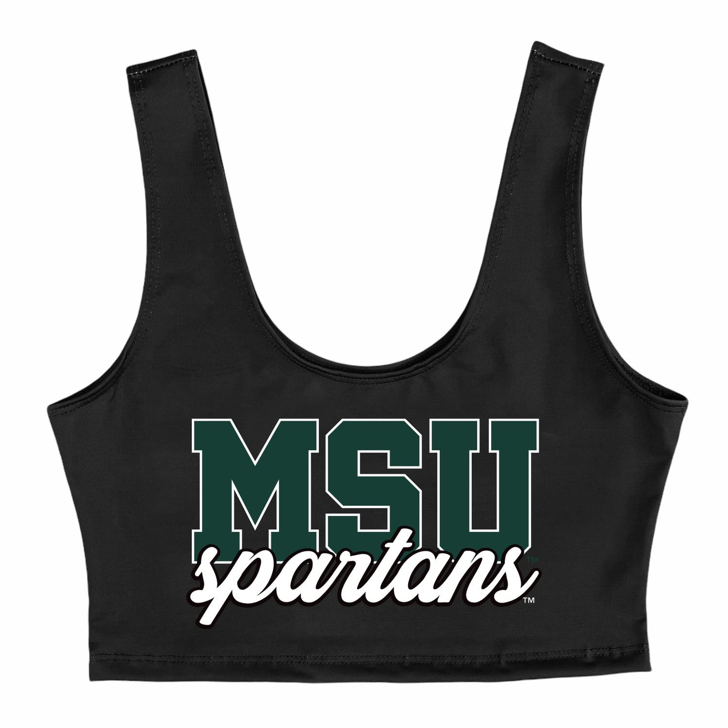 Michigan State Black Crop Tank Top