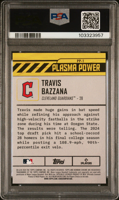 Graded 2024 Topps Bowman Draft Travis Bazzana #PP1 Plasma Power Rookie RC Baseball Card PSA 10 Gem Mint
