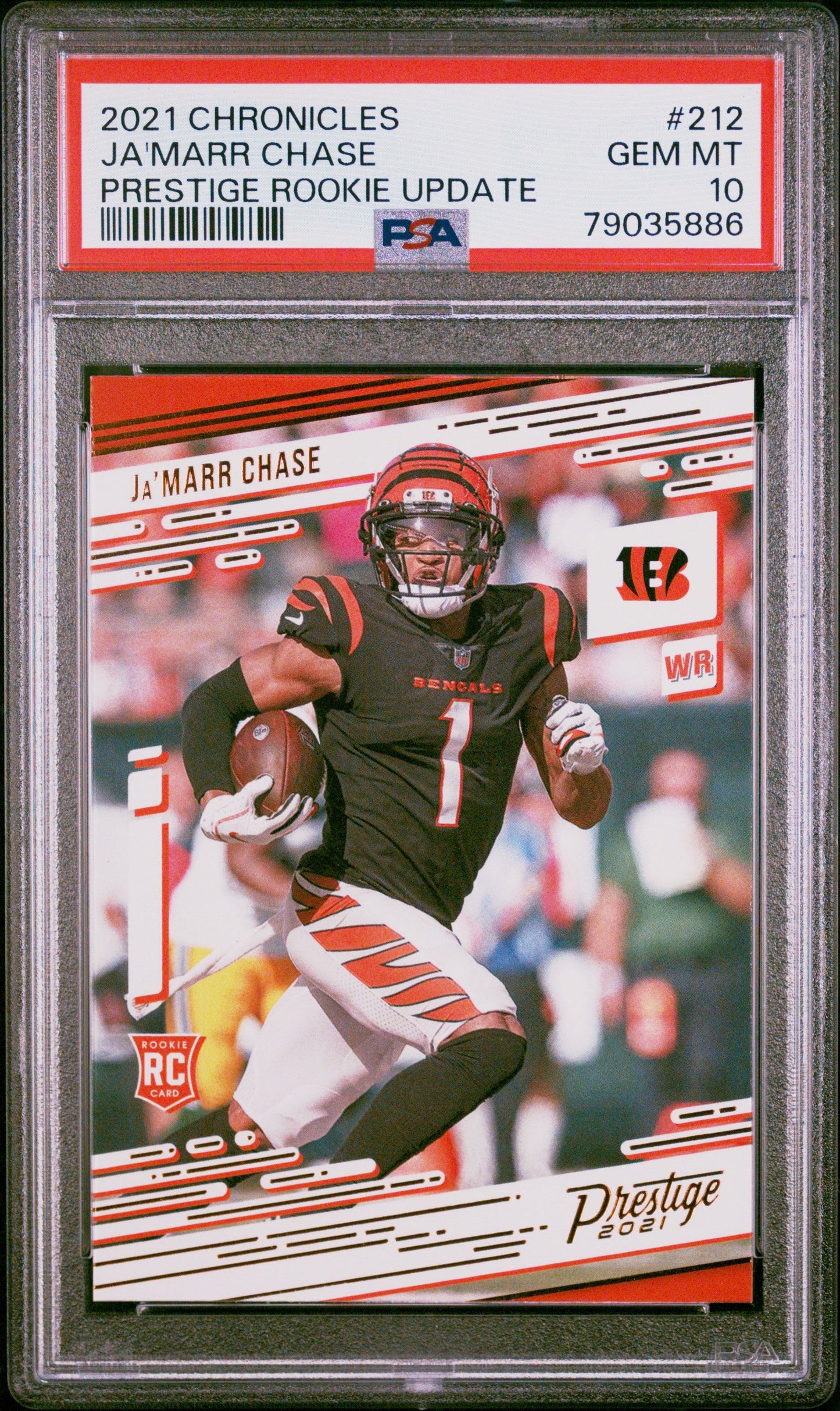 Graded 2021 Panini Chronicles Ja'Marr Chase #212 Prestige Rookie Update Rookie RC Football Card PSA 10 Gem Mint