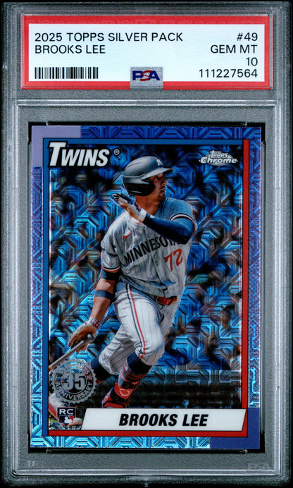 Graded 2025 Topps Silver Pack Brooks Lee #49 Rookie RC Baseball Card PSA 10 Gem Mint