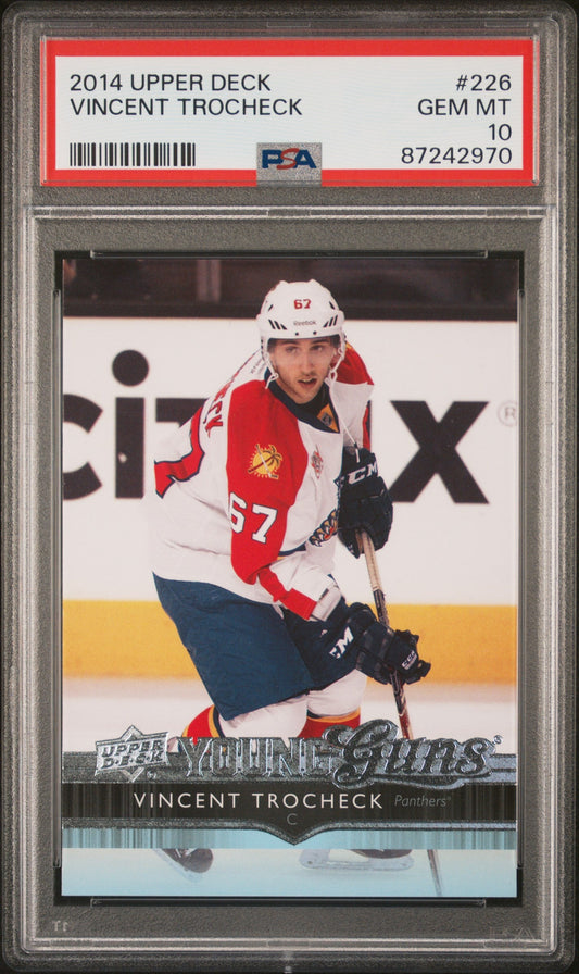 Graded 2014 Upper Deck Vincent Trocheck #226 Young Guns Hockey Card PSA 10 Gem Mint