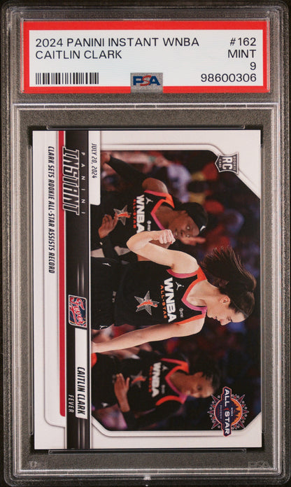 Graded 2024 Panini Instant WNBA Caitlin Clark #162 Rookie RC Basketball Card PSA 9 Mint