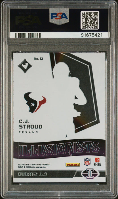 Graded 2023 Panini Illusions CJ Stroud #13 Illusionist Rookie RC Football Card PSA 10 Gem Mint
