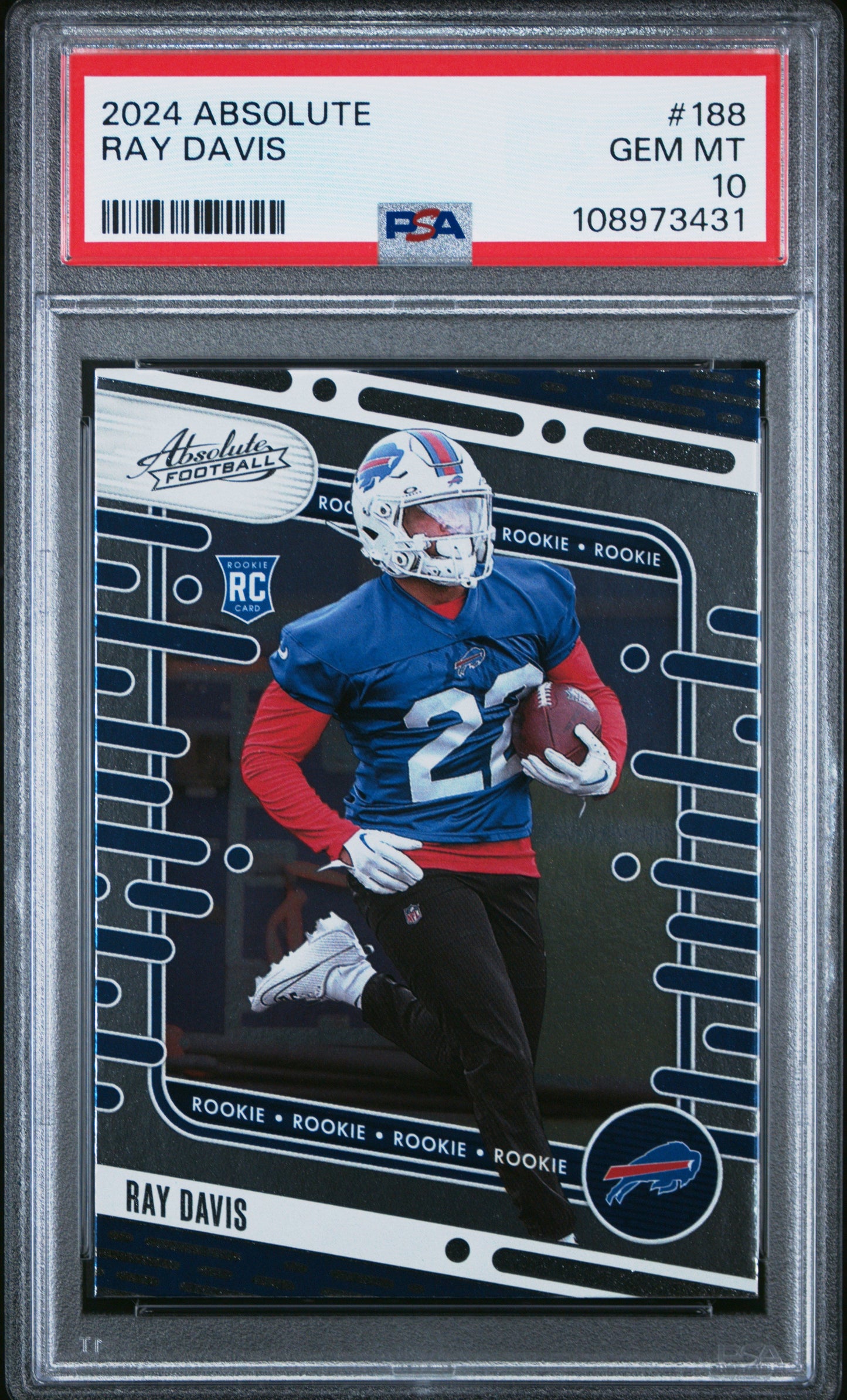 Graded 2024 Panini Absolute Ray Davis #188 Rookie RC Football Card PSA 10 Gem Mint