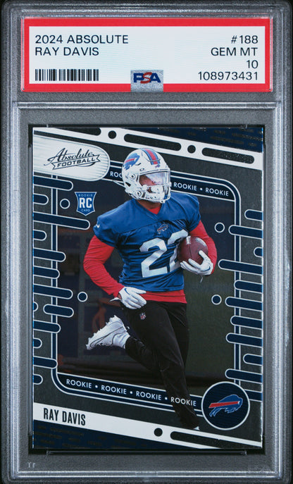 Graded 2024 Panini Absolute Ray Davis #188 Rookie RC Football Card PSA 10 Gem Mint