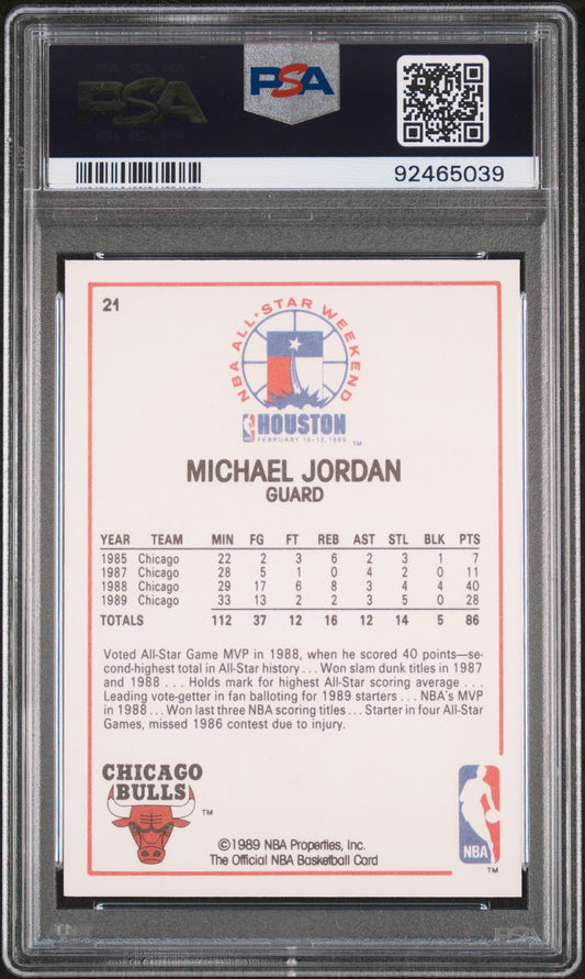 Graded 1989 Hoops Michael Jordan #21 All Star Basketball Card PSA 10 Gem Mint