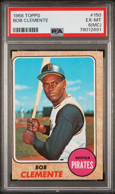 Graded 1968 Topps Bob Roberto Clemente #150 Baseball Card PSA 6 EX-MT