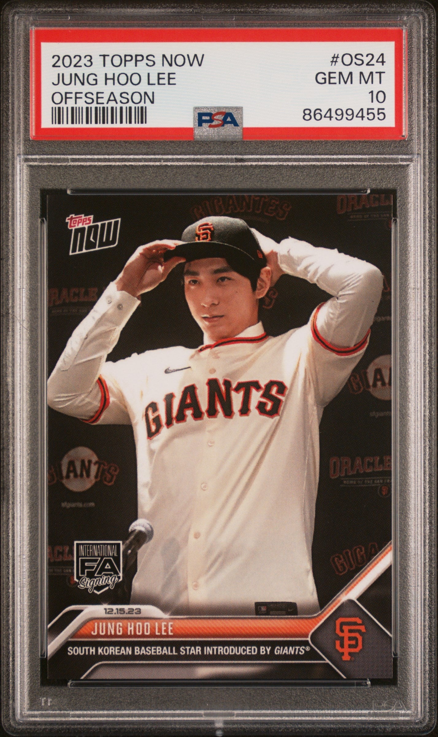 Graded 2023 Topps Now Jung Hoo Lee #OS24 Offseason Rookie RC Baseball Card PSA 10 Gem Mint