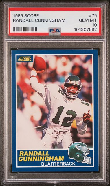Graded 1989 Score Randall Cunningham #75 Football Card PSA 10 Gem Mint