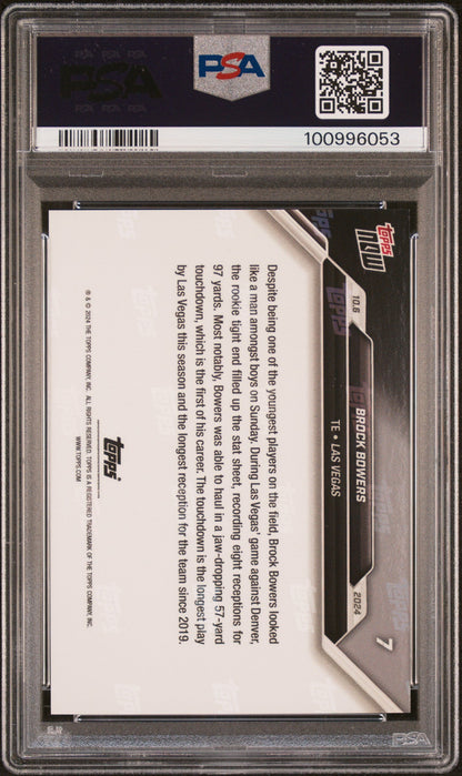 Graded 2024 Topps Now Brock Bowers #7 Rookie RC Football Card PSA 10 Gem Mint