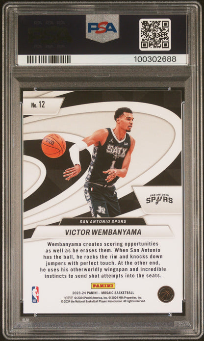 Graded 2023 Panini Mosaic Victor Wembanyama #12 Give and Go Rookie RC Basketball Card PSA 10 Gem Mint