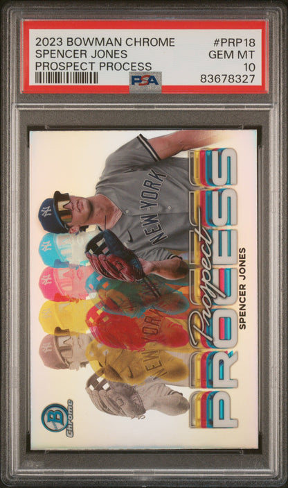 Graded 2023 Topps Bowman Chrome Spencer Jones #PRP18 Prospect Process Rookie RC Baseball Card PSA 10 Gem Mint