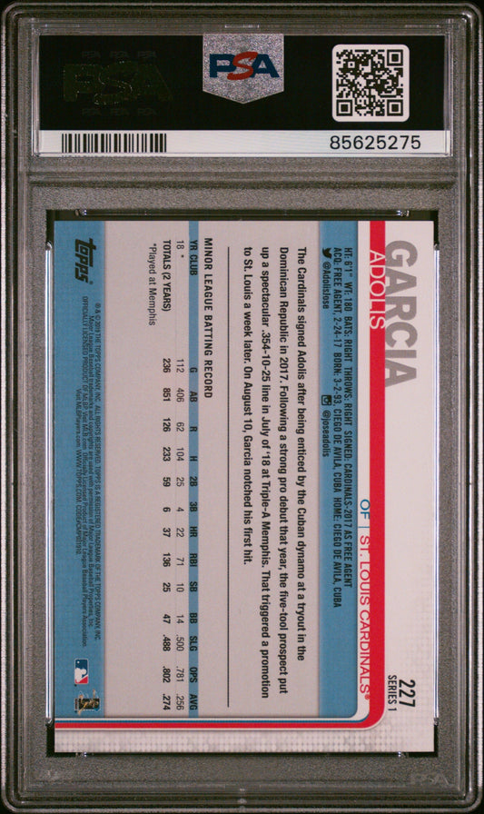 Graded 2019 Topps Adolis Garcia #227 Rookie RC Baseball Card PSA 9 Mint