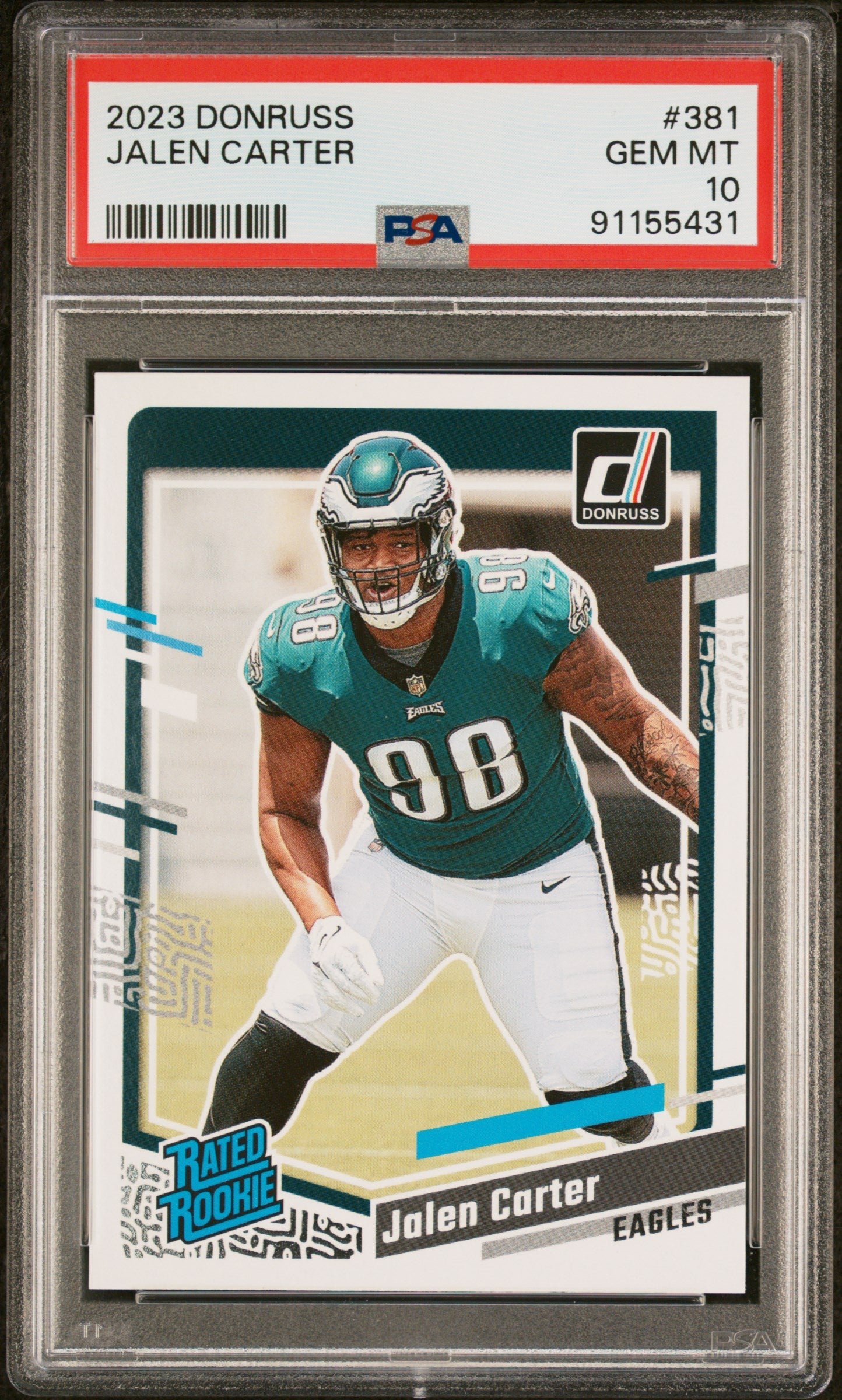 Graded 2023 Panini Donruss Jalen Carter #381 Rookie RC Football Card PSA 10 Gem Mint
