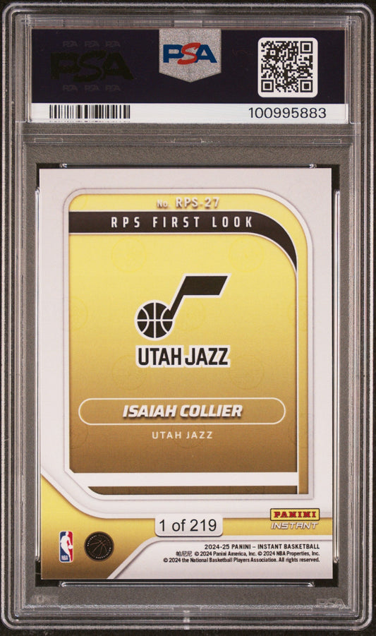 Graded 2024 Panini Instant NBA Isaiah Collier #27 RPS First Look Rookie RC Basketball Card PSA 9 Mint