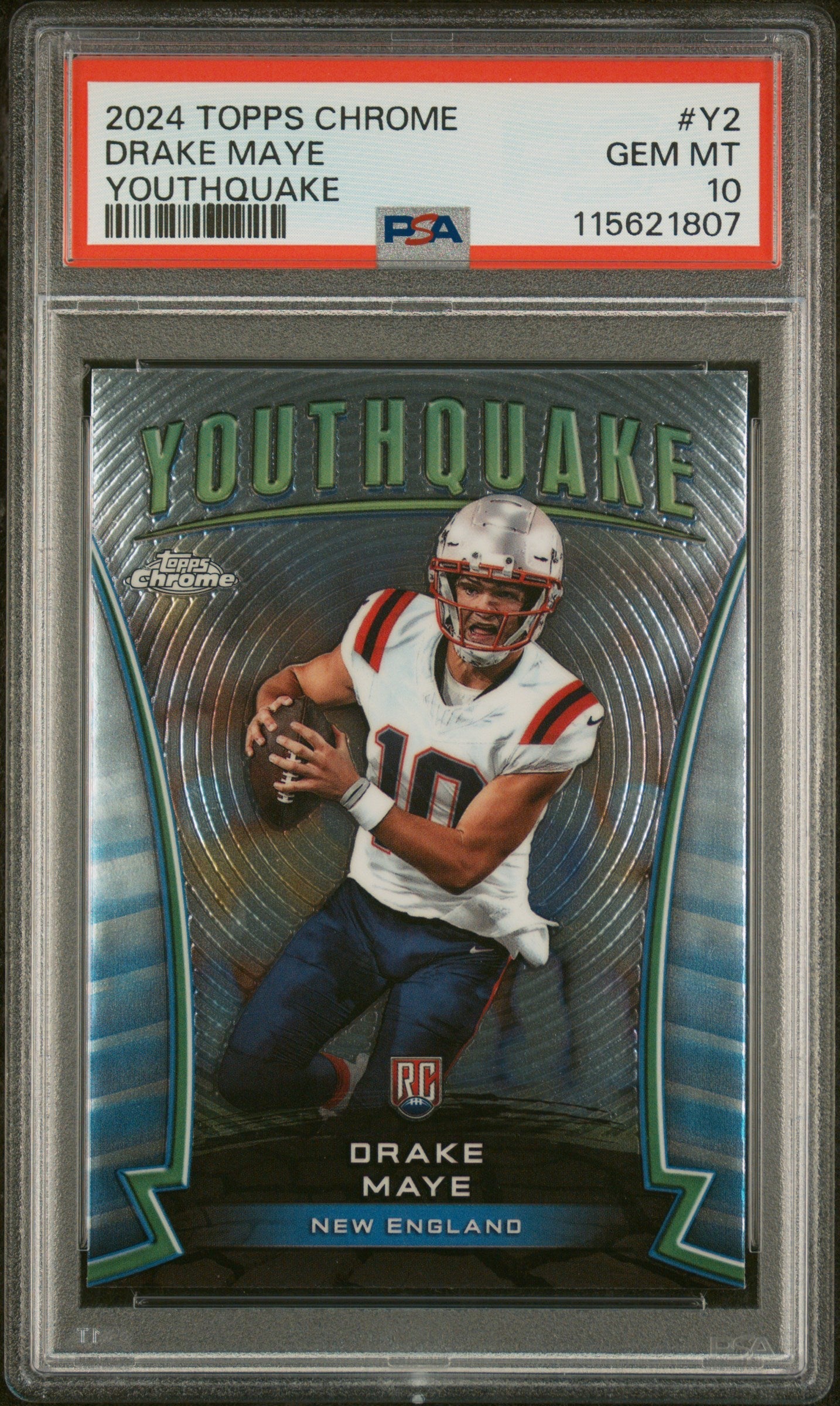 Graded 2024 Topps Chrome Drake Maye #Y2 Youthquake Rookie RC Football Card PSA 10 Gem Mint
