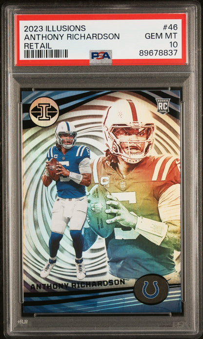 Graded 2023 Panini Illusions Anthony Richardson #46 Retail Rookie RC Football Card PSA 10 Gem Mint