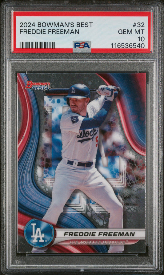 Graded 2024 Topps Bowmans Best Freddie Freeman #32 Baseball Card PSA 10 Gem Mint