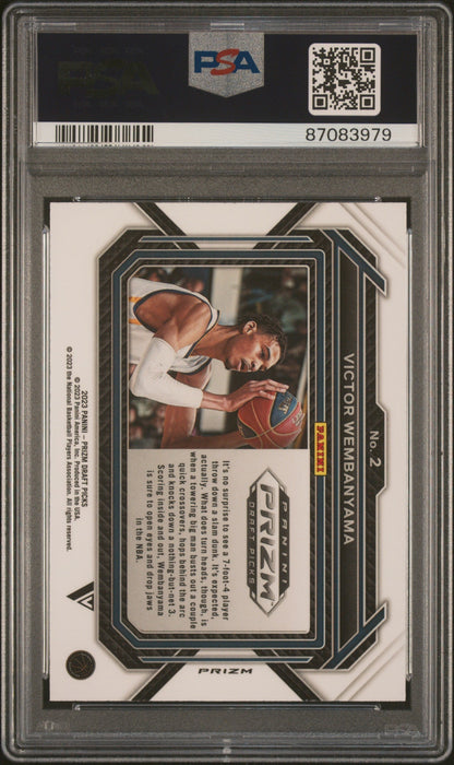 Graded 2023 Panini Prizm Draft Picks Victor Wembanyama #2 Variation Green Rookie RC Basketball Card PSA 10 Gem Mint