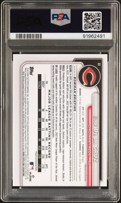Graded 2024 Topps Bowman Elly De La Cruz #22 Rookie RC Baseball Card PSA 10 Gem Mint