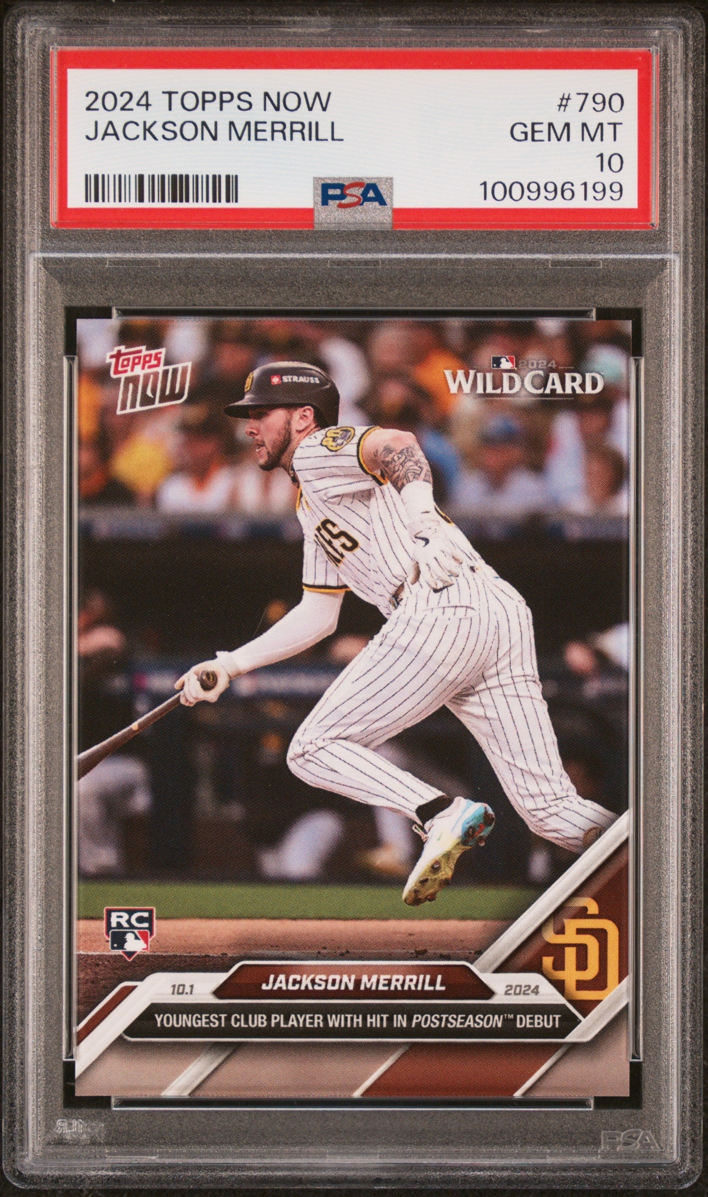 Graded 2024 Topps Now Jackson Merrill #790 Rookie RC Baseball Card PSA 10 Gem Mint
