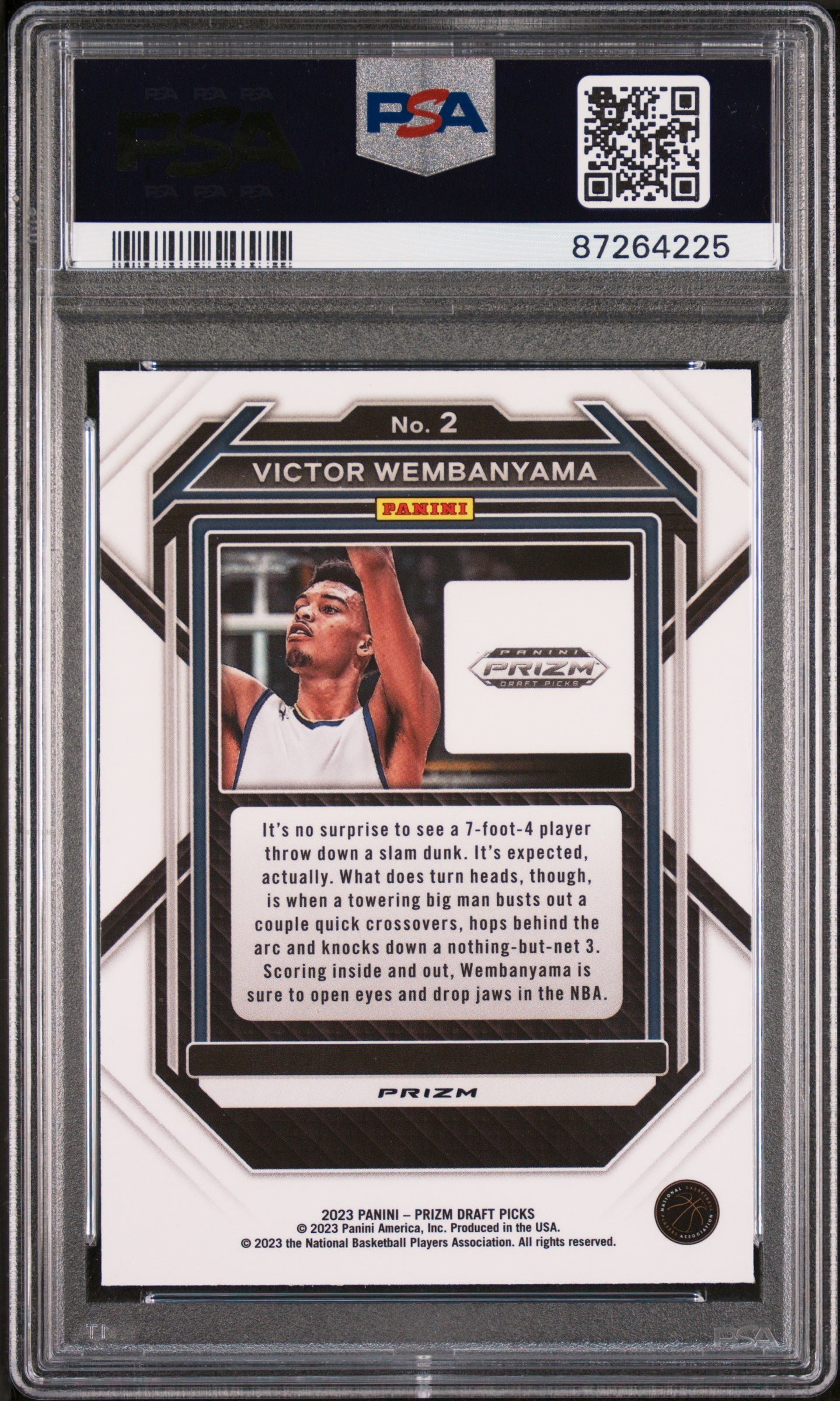 Graded 2023 Panini Prizm Draft Picks Victor Wembanyama #2 Silver Rookie RC Basketball Card PSA 10 Gem Mint