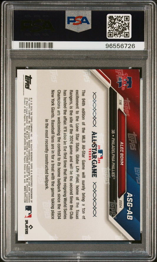 Graded 2024 Topps Now Alec Bohm #ASGAB MLB All Star Game Baseball Card PSA 10 Gem Mint