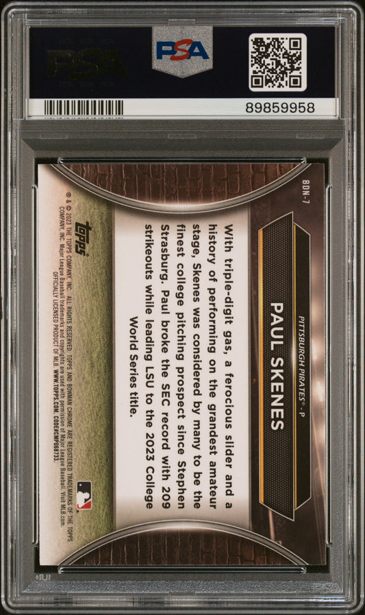 Graded 2023 Topps Bowman Draft Paul Skenes #BDN7 Draft Night Rookie RC Baseball Card PSA 9 Mint