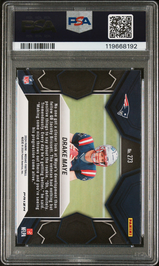 Graded 2024 Panini Mosaic Drake Maye #273 Camo Pink Rookie RC Football Card PSA 10 Gem Mint