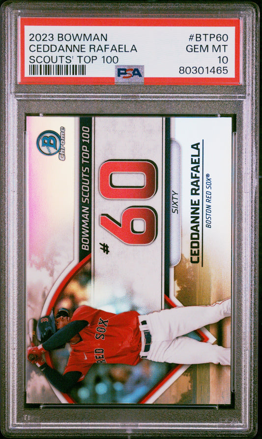 Graded 2023 Topps Bowman Ceddanne Rafaela #BTP60 Scouts Top 100 Rookie RC Baseball Card PSA 10 Gem Mint