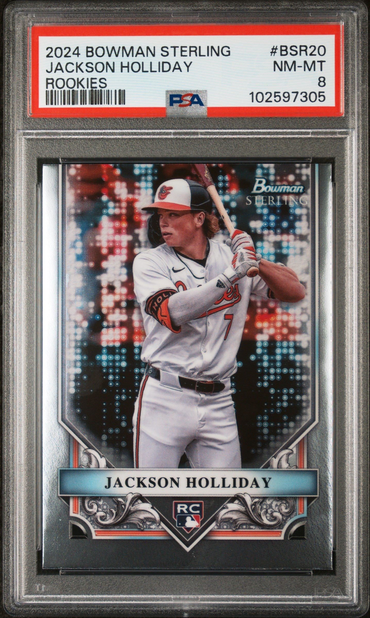 Graded 2024 Topps Bowman Sterling Jackson Holliday #BSR20 Rookies Rookie RC Baseball Card PSA 8 Near Mint