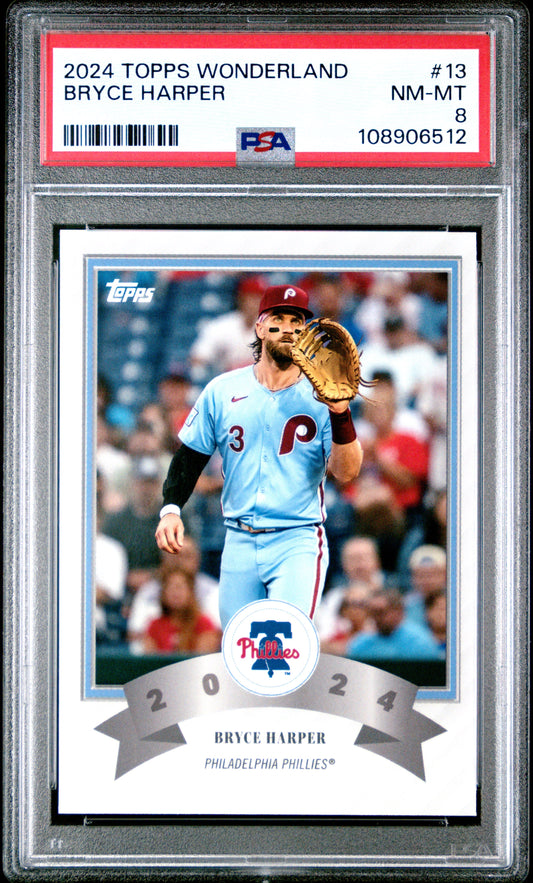 Graded 2024 Topps Wonderland Bryce Harper #13 Baseball Card PSA 8 Near Mint