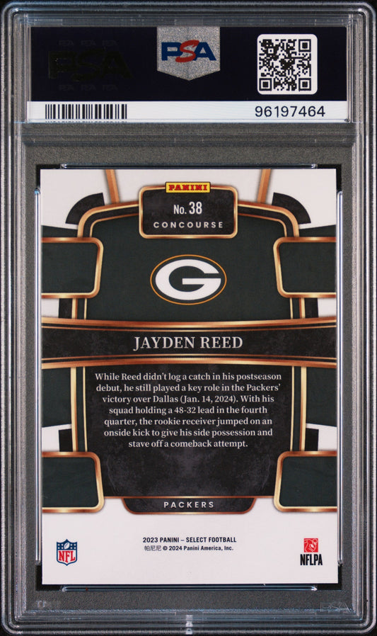 Graded 2023 Panini Select Jayden Reed #258 Rookie RC Football Card PSA 10 Gem Mint