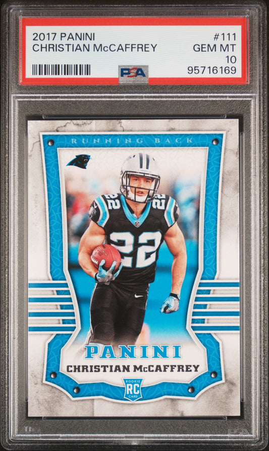 Graded 2017 Panini Christian McCaffrey #111 Rookie RC Football Card PSA 10 Gem Mint