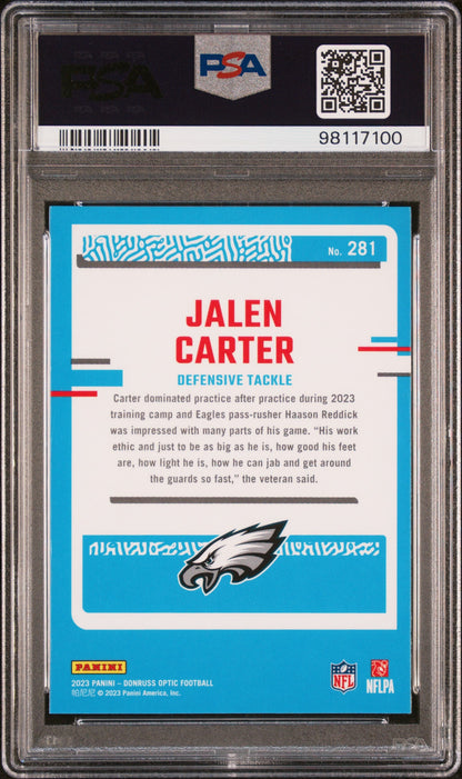 Graded 2023 Panini Donruss Optic Jalen Carter #281 Rookie RC Football Card PSA 10