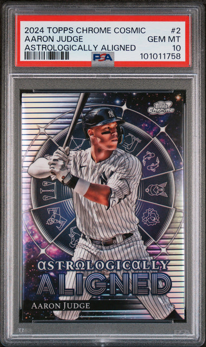 Graded 2024 Topps Chrome Cosmic Aaron Judge #2 Astrologically Aligned Baseball Card PSA 10 Gem Mint